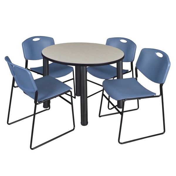Regency Round Tables > Breakroom Tables > Kee Round Table & Chair Sets, Wood|Metal|Polypropylene Top, Maple - TB42RNDPLBPBK44BE