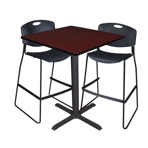Cain Square Tables > Breakroom Tables > Cain CafÃ© Table & Chair Sets, 36 W, 36 L, 42 H, Mahogany - TCB3636MH4495BK