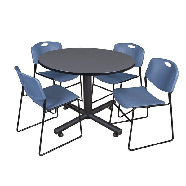 Kobe Round Tables > Breakroom Tables > Kobe Round Table & Chair Sets, Wood|Metal|Polypropylene Top, Grey - TKB48RNDGY44BE
