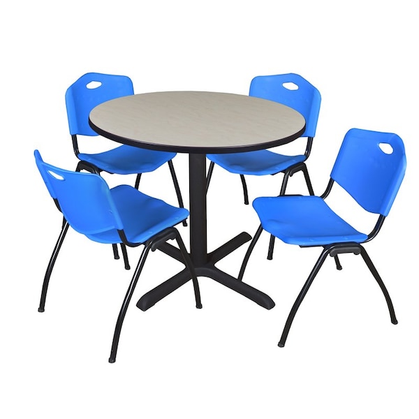 Cain Round Tables > Breakroom Tables > Cain Round Table & Chair Sets, Wood|Metal|Plastic Top, Maple - TB42RNDPL47BE