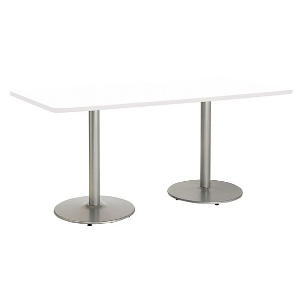 Kfi Rectangle Ped Table, Designer Wh/Silver, 42"x96"x29", 96" W, 42" L, 29" (Cafe Height) H, HPL Top - T4296-B1922-SL-D354