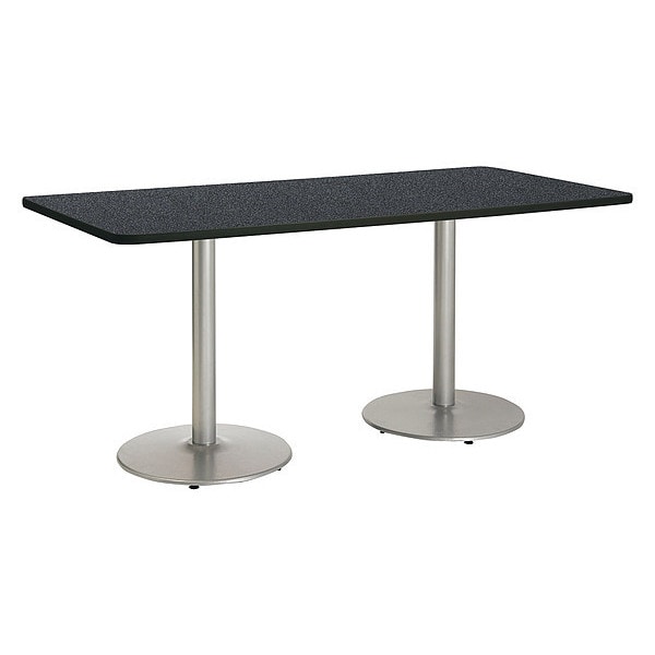 Kfi Rectangle Ped Table, Graph Nebula/Slvr, 42"x96"x29", 96" W, 42" L, 29" (Cafe Height) H, HPL Top - T4296-B1922-SL-GRN