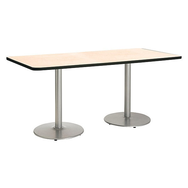 Kfi Rectangle KFI Mode 42" x 96" Conference Table with Natural Top, Round Silver Base, Bistro Height - T4296-B1922-SL-NA-31