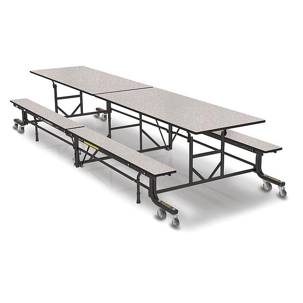 Palmer Hamilton Rectangle Cafeteria Bench Table, 145 in W, 27 in H, White Nebula - 19F18273012WNB