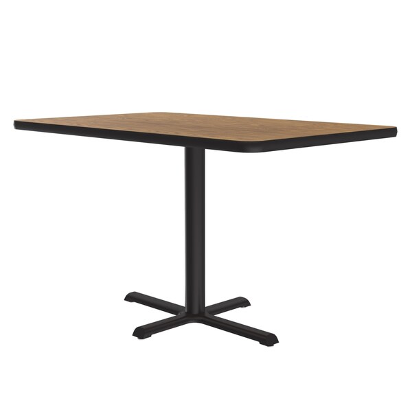 Correll Rectangle Cafe Bistro and Breakroom Pedestal Table, 30" W, 48" L, 29" H, High Pressure Laminate Top - BCT3048-06