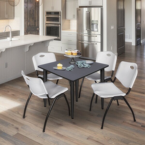 Regency Kahlo Square Table & Chair Sets, 48 W, 48 L, 29 H, Wood, Metal, Plastic Top, Grey - TPL4848GYBK47GY