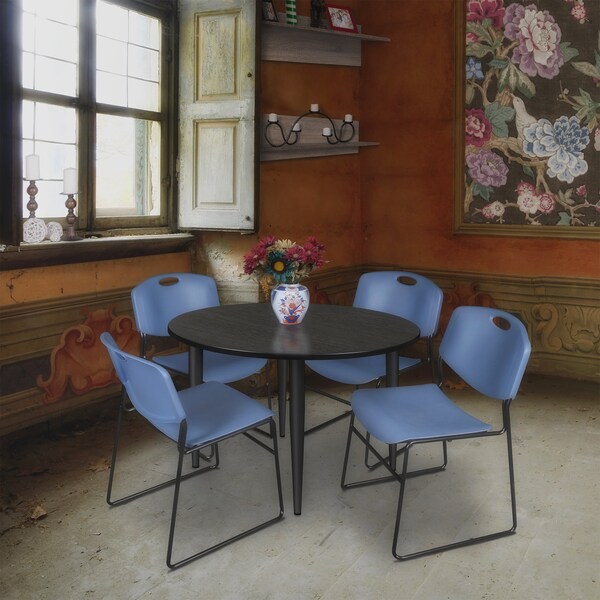 Regency Kahlo Round Table & Chair Sets, 48 W, 48 L, 29 H, Wood, Metal, Polypropylene Top, Ash Grey - TPL48RNDAGBK44BE