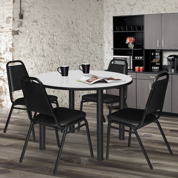 Regency Kee Square & Round Tables, 48 W, 48 L, 29 H, Wood, Metal Top, White - TB48RNDWHBPBK