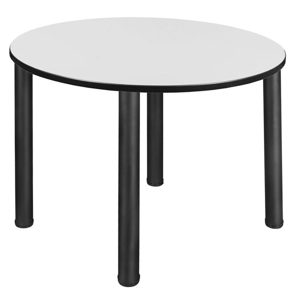 Regency Kee Square & Round Tables, 48 W, 48 L, 29 H, Wood, Metal Top, White - TB48RNDWHBPBK