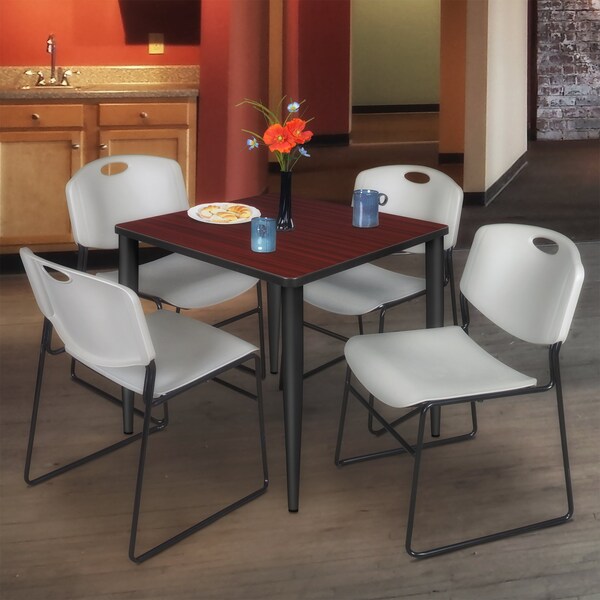 Regency Kahlo Square Table & Chair Sets, 36 W, 36 L, 29 H, Wood, Metal, Polypropylene Top, Mahogany - TPL3636MHBK44GY