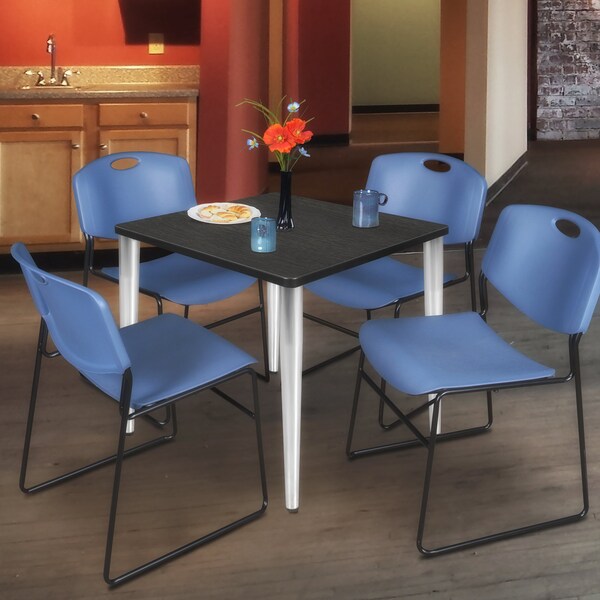 Regency Kahlo Square Table & Chair Sets, 30 W, 30 L, 29 H, Wood, Metal, Polypropylene Top, Ash Grey - TPL3030AGCM44BE