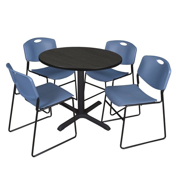 Regency Cain Round Table & Chair Sets, 42 W, 42 L, 29 H, Wood, Metal, Polypropylene Top, Ash Grey - TB42RNDAG44BE