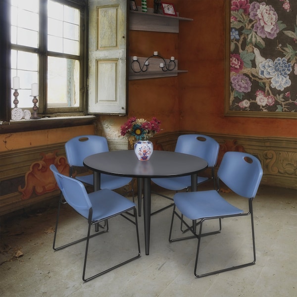 Regency Kahlo Round Table & Chair Sets, 48 W, 48 L, 29 H, Wood, Metal, Polypropylene Top, Grey - TPL48RNDGYBK44BE