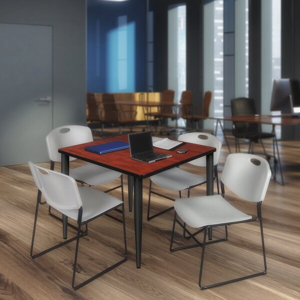 Regency Kahlo Square Table & Chair Sets, 48 W, 48 L, 29 H, Wood, Metal, Polypropylene Top, Cherry - TPL4848CHBK44GY