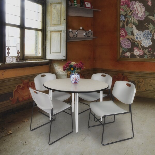 Regency Kahlo Round Table & Chair Sets, 48 W, 48 L, 29 H, Wood, Metal, Polypropylene Top, Maple - TPL48RNDPLCM44GY