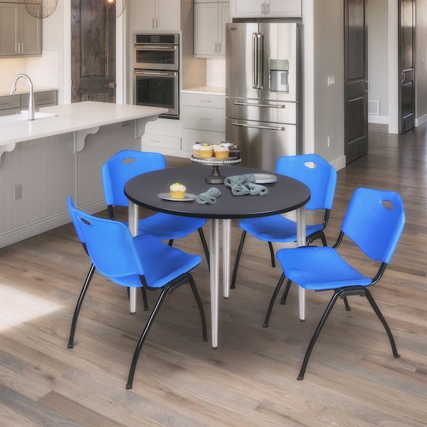 Regency Kahlo Round Table & Chair Sets, 36 W, 36 L, 29 H, Wood, Metal, Plastic Top, Grey - TPL36RNDGYCM47BE