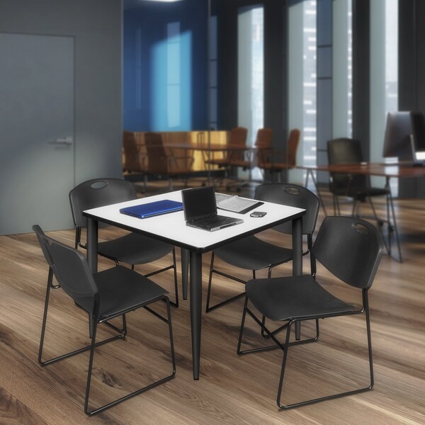 Regency Kahlo Square Table & Chair Sets, 48 W, 48 L, 29 H, Wood, Metal, Polypropylene Top, White - TPL4848WHBK44BK