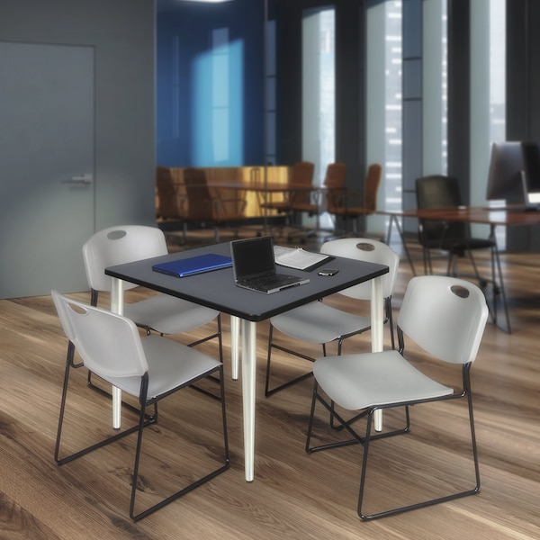 Regency Kahlo Square Table & Chair Sets, 42 W, 42 L, 29 H, Wood, Metal, Polypropylene Top, Grey - TPL4242GYCM44GY