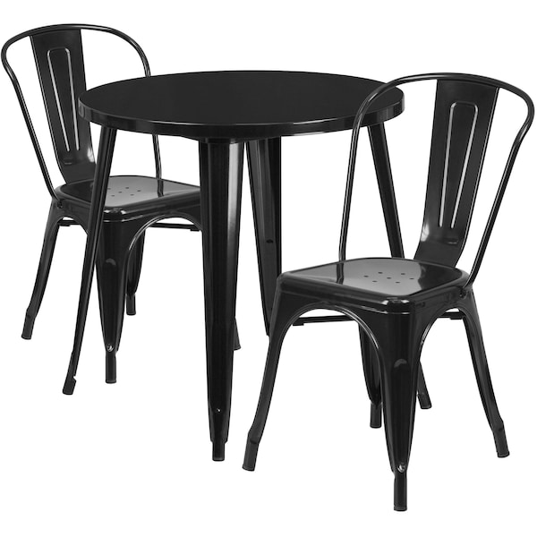 Flash Furniture Black Metal Set, 30RD - CH-51090TH-2-18CAFE-BK-GG