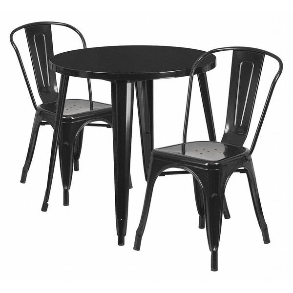 Flash Furniture Black Metal Set, 30RD - CH-51090TH-2-18CAFE-BK-GG