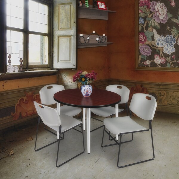 Regency Kahlo Round Table & Chair Sets, 36 W, 36 L, 29 H, Wood, Metal, Polypropylene Top, Mahogany - TPL36RNDMHCM44GY