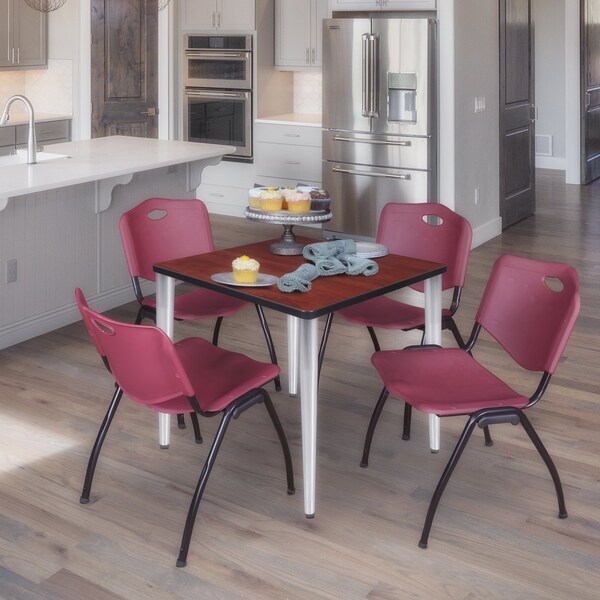 Regency Kahlo Square Table & Chair Sets, 30 W, 30 L, 29 H, Wood, Metal, Plastic Top, Cherry - TPL3030CHCM47BY