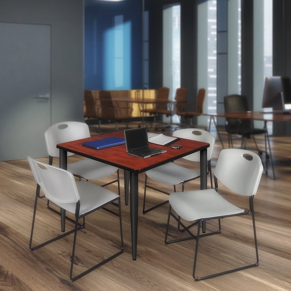 Regency Kahlo Square Table & Chair Sets, 42 W, 42 L, 29 H, Wood, Metal, Polypropylene Top, Cherry - TPL4242CHBK44GY