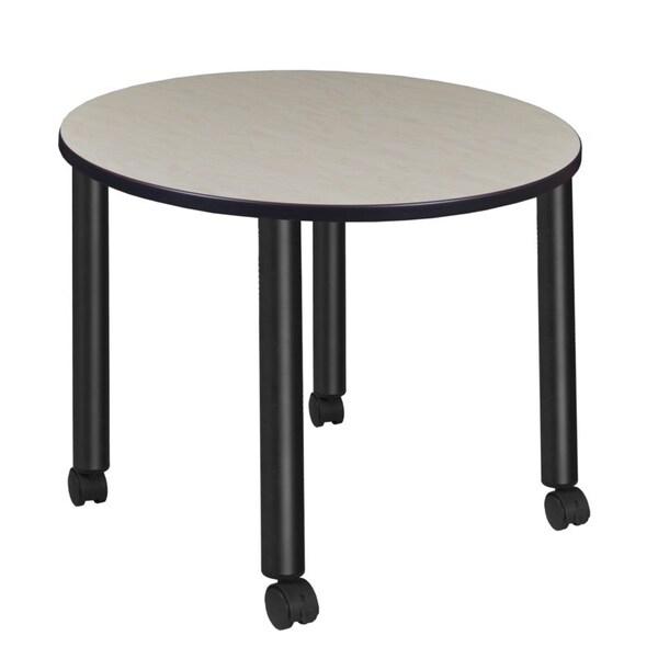 Regency Kee Mobile Tables, 36 W, 36 L, 29 H, Wood, Metal Top, Maple - TBMC36RNDPLBK