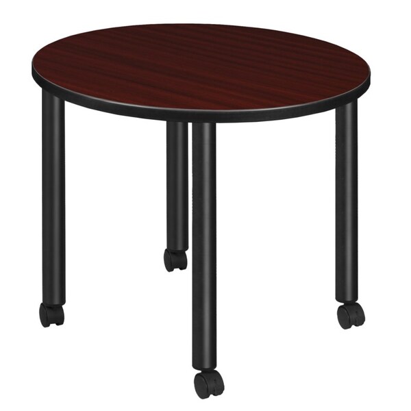 Regency Kee Mobile Tables, 30 W, 30 L, 29 H, Wood, Metal Top, Mahogany - TBMC30RNDMHBK