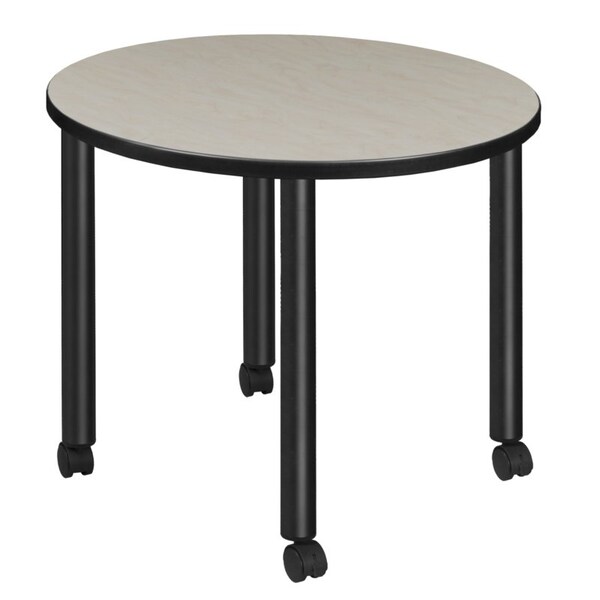 Regency Kee Mobile Tables, 30 W, 30 L, 29 H, Wood, Metal Top, Maple - TBMC30RNDPLBK