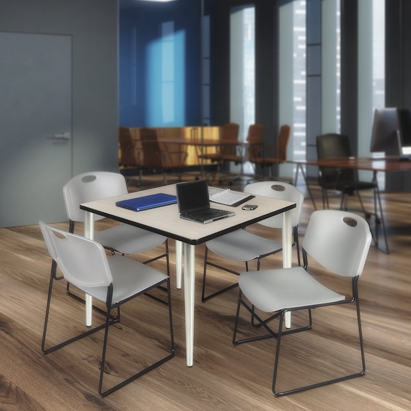 Regency Kahlo Square Table & Chair Sets, 42 W, 42 L, 29 H, Wood, Metal, Polypropylene Top, Maple - TPL4242PLCM44GY