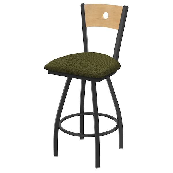 Holland Bar Stool Co 25" Swivel Counter Stool, Pewter Finish, Nat Back, Graph Parrot Seat - X830