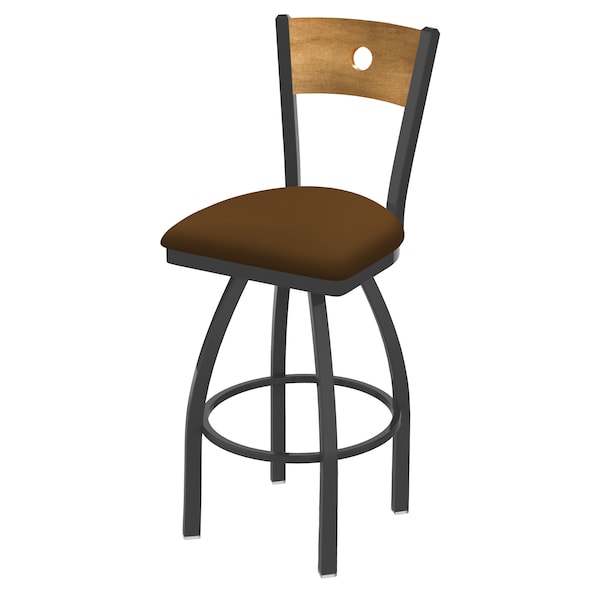 Holland Bar Stool Co 25" Swivel Counter Stool, Pewter Finish, Med Back, Canter Thatch Seat - 83025PWMEDMPLB001