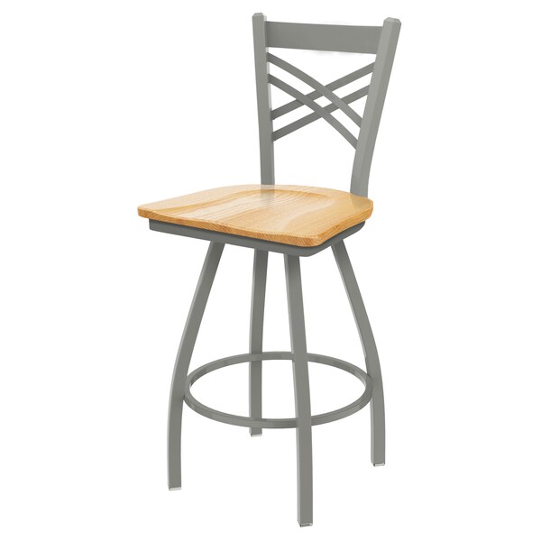 Holland Bar Stool Co 25" Swivel Counter Stool, Nickel Finish, Nat Oak Seat - X820