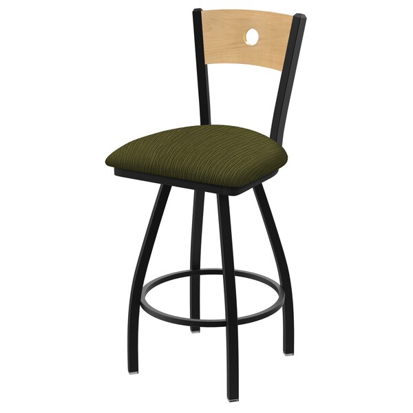 Holland Bar Stool Co 25" Swivel Counter Stool, Black Wrinkle, Nat Back, Graph Parrot Seat - X830