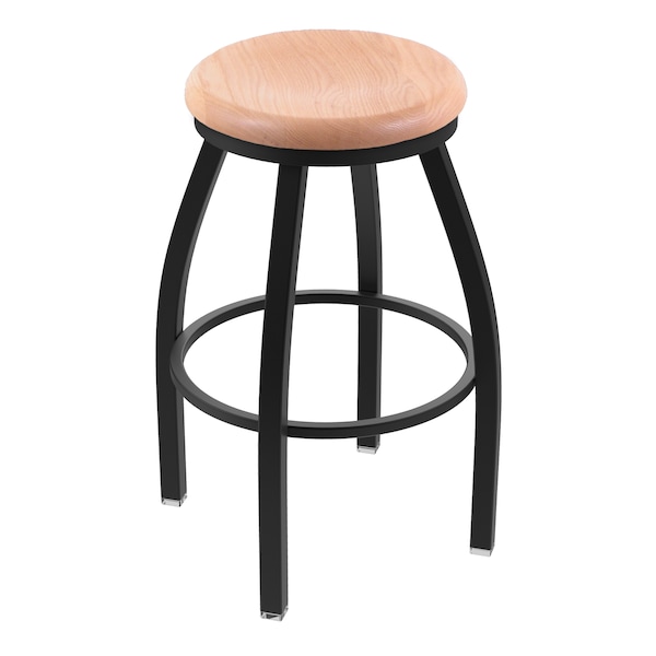 Holland Bar Stool Co 25" Swivel Counter Stool, Black Wrinkle, Nat Oak Seat - X802