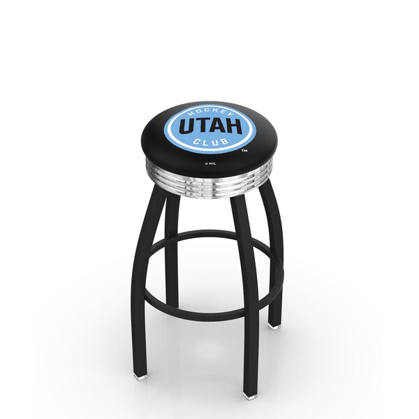Holland Bar Stool Co Utah Hockey Club 25in Swivel Counter Stool with a Black Wrinkle and Chrome Finish - L8B3C