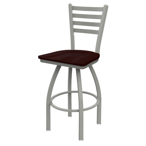 Holland Bar Stool Co 25" Swivel Counter Stool, Nickel Finish, Dark Cherry Oak Seat - 41025ANDCOAK
