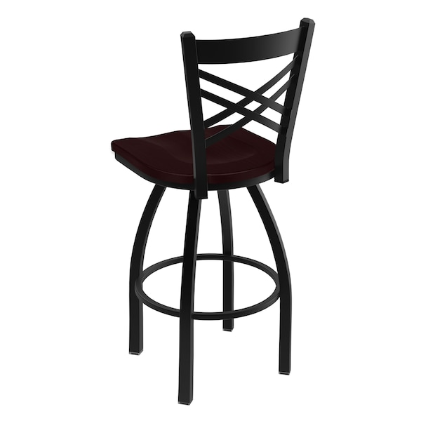 Holland Bar Stool Co 25" Swivel Counter Stool, Black Wrinkle, Dark Cherry Oak Seat - 82025BWDCOAK