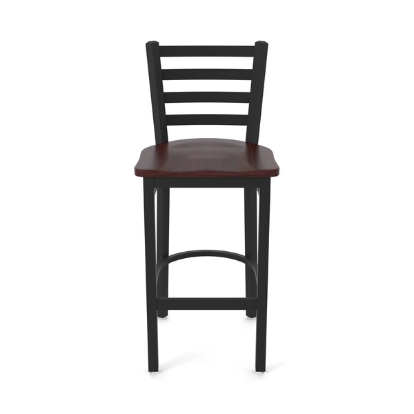 Holland Bar Stool Co 25" Stationary Counter Stool, Black Wrinkle, Dark Cherry Maple Seat - 40025BWDCMPL