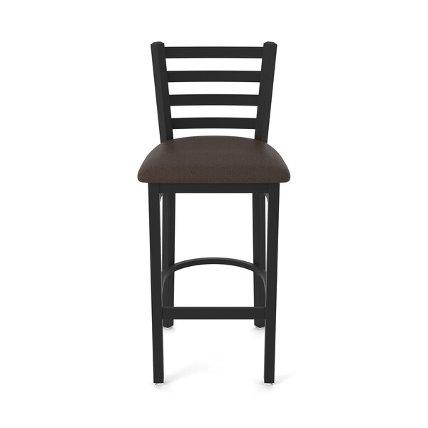 Holland Bar Stool Co 25" Stationary Counter Stool, Black Wrinkle, Rein Coffee Seat - 40025BW025