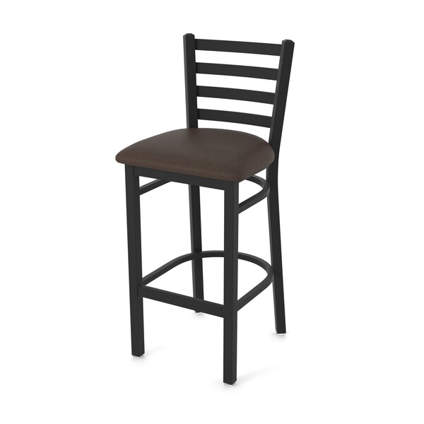 Holland Bar Stool Co 25" Stationary Counter Stool, Black Wrinkle, Rein Coffee Seat - 40025BW025