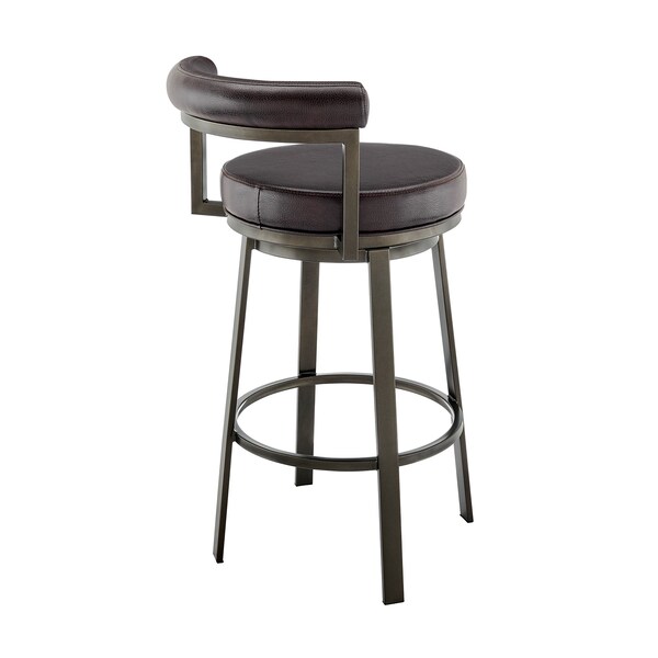 Armen Living Neura Swivel Counter or Bar Stool in Mocha Finish with Brown Faux Leather - 840254333505