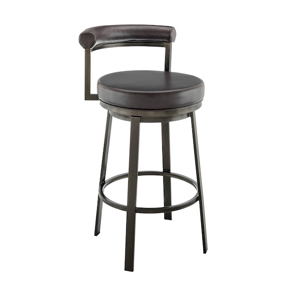 Armen Living Neura Swivel Counter or Bar Stool in Mocha Finish with Brown Faux Leather - 840254333505