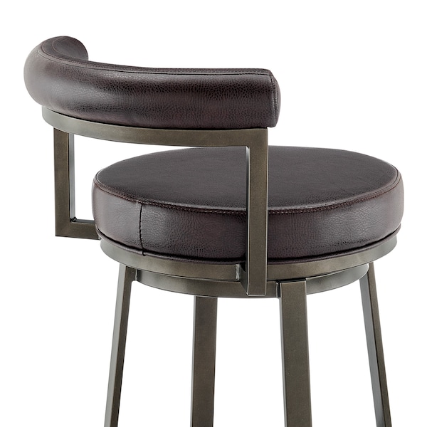 Armen Living Neura Swivel Counter or Bar Stool in Mocha Finish with Brown Faux Leather - 840254333505