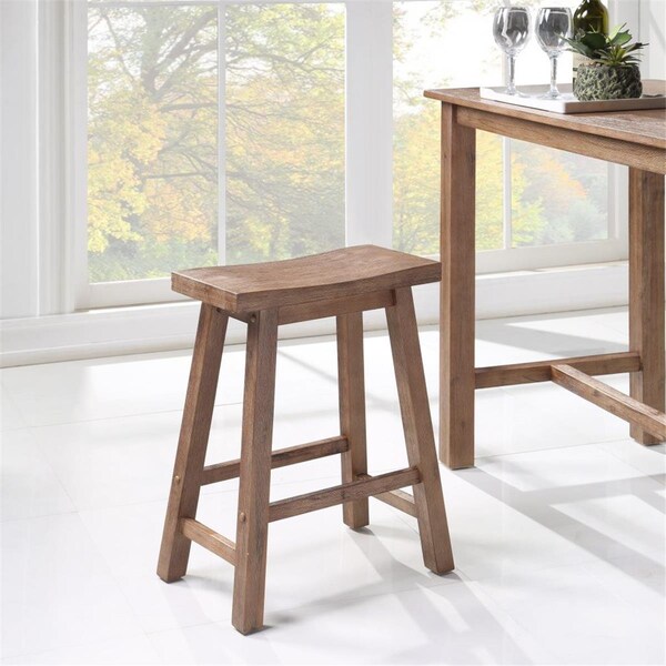 Boraam 24 in. Sonoma Saddle Counter Stool, Chestnut Wire Brush - Set of 2 - 75324
