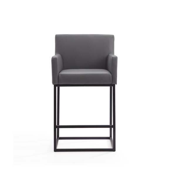 Manhattan Comfort Ambassador Counter Stool in Grey and Black (Set of 2) - 2-CS010-GY