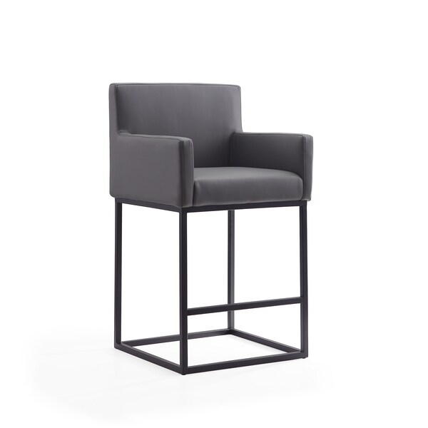 Manhattan Comfort Ambassador Counter Stool in Grey and Black (Set of 2) - 2-CS010-GY