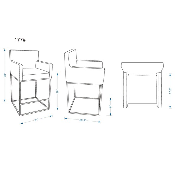 Manhattan Comfort Ambassador Counter Stool in Grey and Black (Set of 2) - 2-CS010-GY