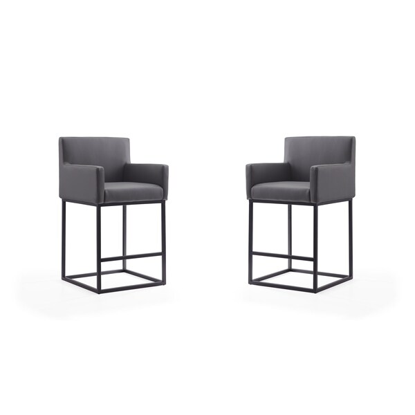 Manhattan Comfort Ambassador Counter Stool in Grey and Black (Set of 2) - 2-CS010-GY